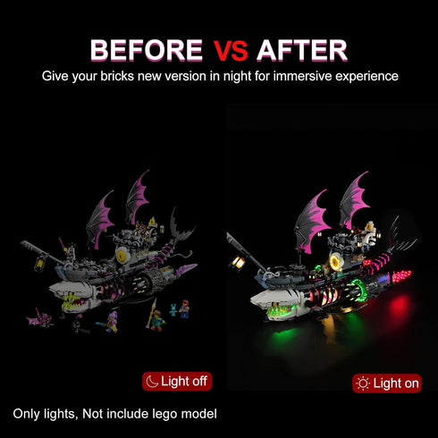 LED Lighting Kit for Lego 71469 Nightmare Shark Ship, Compatible with Building Block Models (Remote Control Version)