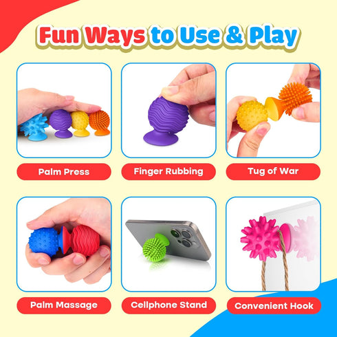 8 Pack Sensory Fidget Toys Kids Adults: Qquiet Textured Suction Cup Toys for Kids with Autism- Squishy Sensory Toys