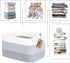 COMFY-HOMI Cotton Rope Woven Basket, 13.5"x11"x9.5" Toy Organizer with Handles for Shelves, White/3Tone Grey