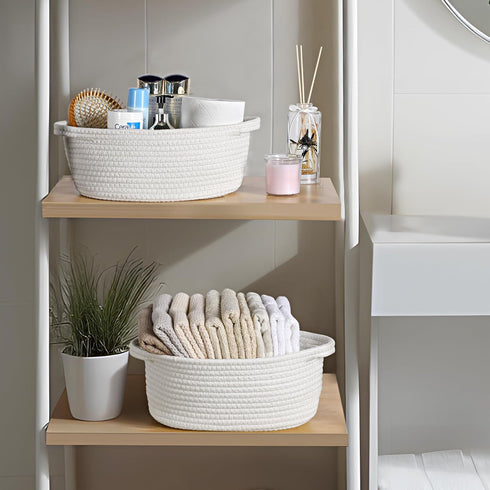 2 Pack Small Woven Basket with Gift Bags, Decorative Gift Chest Box for Nursery, Cotton Rope Storage Basket