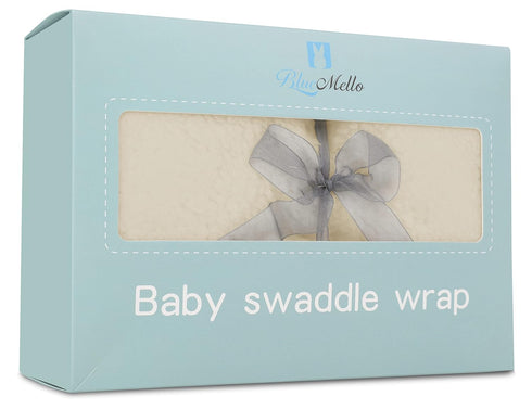 BlueMello Baby Swaddle Blanket, Ultra-Soft Plush Essential for Infants 0-6 Months, Beige Receiving Wrap