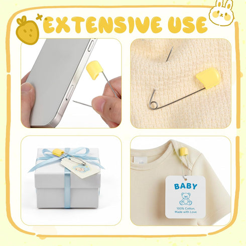 WILLBOND 50 2.2 Inch Pcs Diaper Pins Safety Plastic Head Cloth Diaper Nappy Pins with Locking Closures Stainless Steel