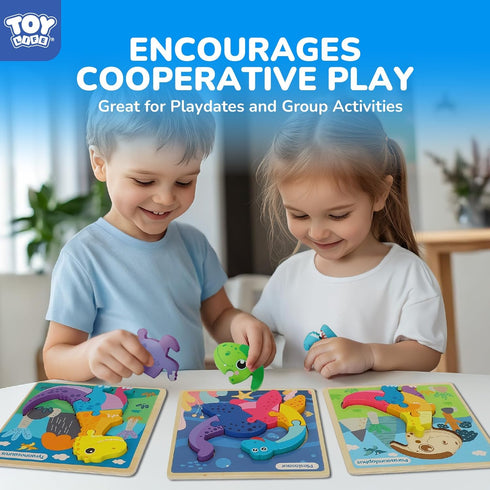 2-4, 12 Pack 1-3, 1 2 3 2 3 4 5, TOY Life Wooden Puzzles for Toddlers Dinosaurs Puzzles for Toddler Kids Montessori