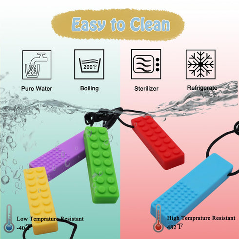 5PCS Chew Necklaces for Sensory Kids, Silicone Chewy Necklace for Boys and Girls with Autism, BPA Free