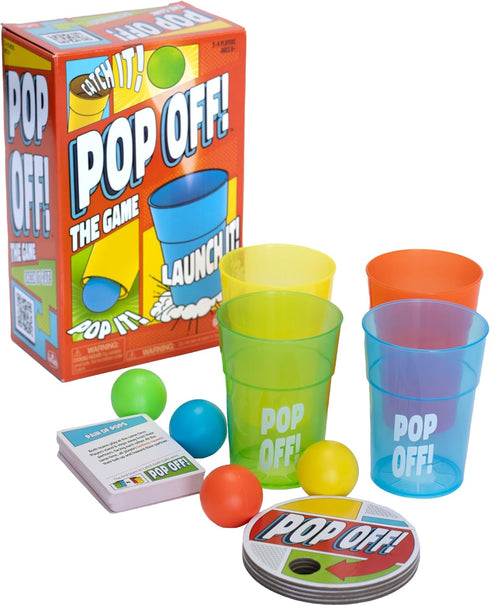 Goliath Pop Off! Game - Unique Cups Launch Balls Into The Air - Includes 50 Fast-Paced Hilarious Challenges, 2-4 Players, Ages 8 and Up