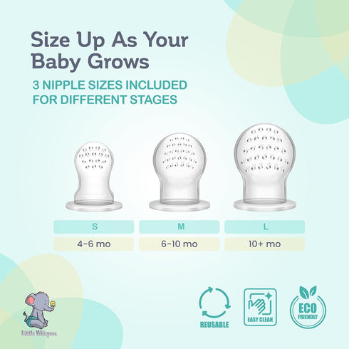 LittleWhispers Baby Fruit & Food Feeder Pacifier, Set of 2, for Fresh Fruit or Frozen Breastmilk, Infant Teething Relief