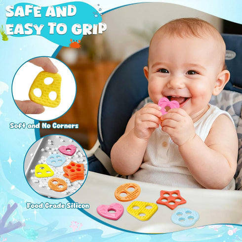 JoiTale Set, Baby Bath Toys, Mould Free Silcone Shape Sorting & Stacking Bath Toy No Hole No Mold Silicone Color
