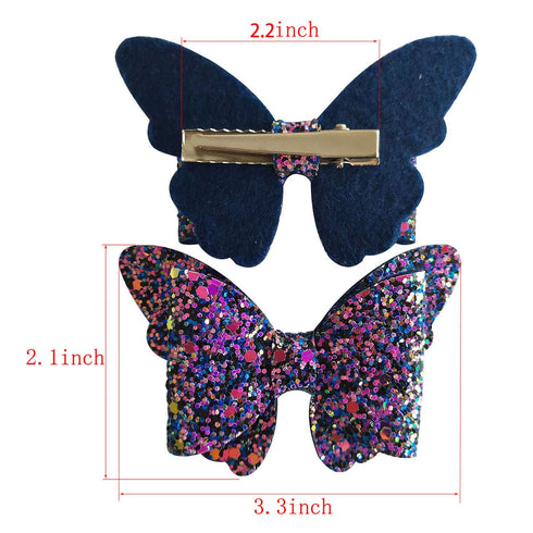 Yazon Baby Girls Glitter Bows Clips - Sparkly Butterfly Hair Clips for Toddler Kids, 8pcs