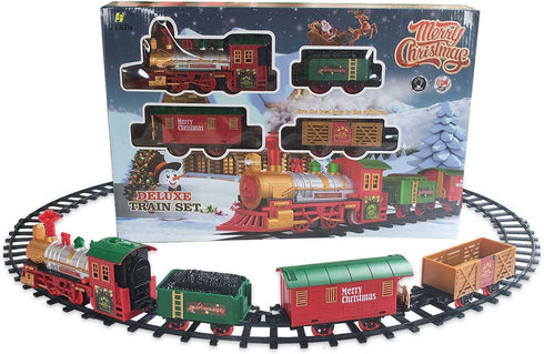 Set Sets 11.5 Playset Classic Christmas Train with Lights and Sounds Railway Tracks Battery Operated Train Toy Models