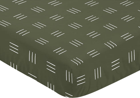 Sweet Jojo Designs Fitted Baby Crib Sheets (Green and White Boho Mudcloth) for Boys or Girls, Infant Nursery, Toddler