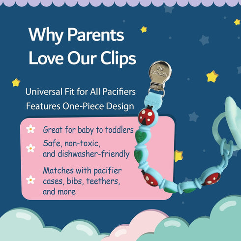 BIGSPINACH Silicone Pacifier Clips for Boys & Girls Personalized Pacifier Holder;Neutral & Cute Pacifier Clips