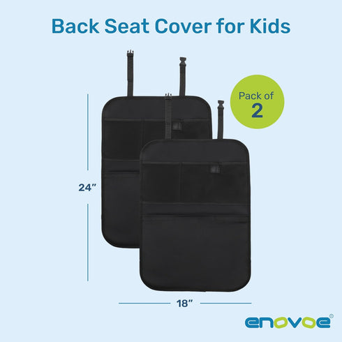2 Pack Enovoe Back Seat Cover for Kids Extra Large - with Multi Pocket Storage Organizer - Back Seats Protector