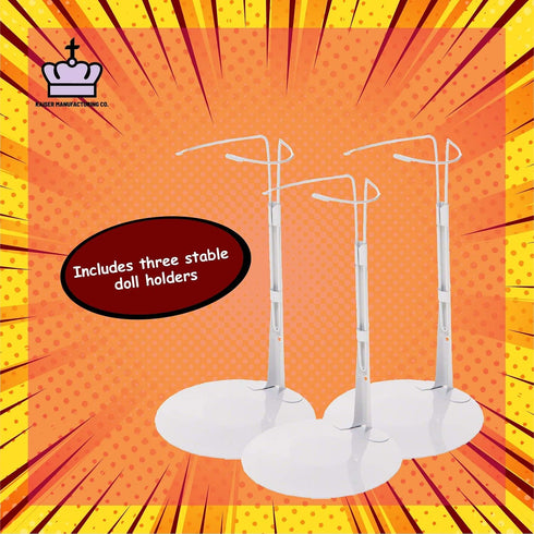 Doll Stand 3101 - Kaiser White Stand for 15" to 20" Chubby-Waisted Dolls, 3-Pack