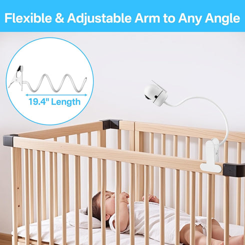 Flexible Clip Baby Monitor Mount - Compatible with Hello Baby Monitor Models, 19.4" Holder for Anywhere Mounting