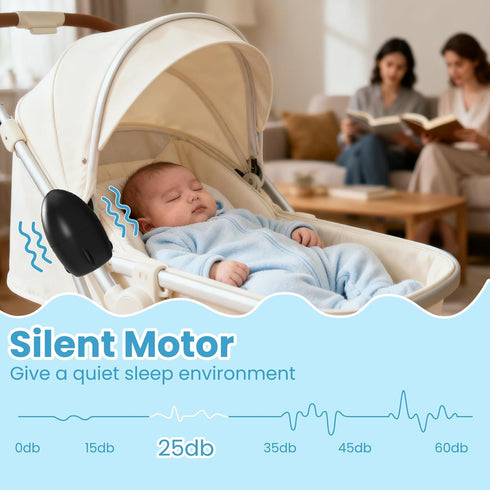 TUWEIPAIKE 5 Settings 40-Minute Portable Stroller Rocker, Baby Vibrating Soother with Speed and Timer - Fits Pushchairs
