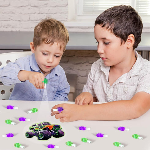 36Pcs Monster Truck LED Finger Lights Truck Toys Party Favors Glow in the Dark Light Up Finger Lights Racing Themed