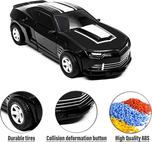 Transforming Toys Car - 2 in 1 Deformation Friction Powered Car Truck (Black)