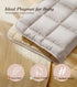FUNNY SUPPLY 6 Wooden Play Gym with Beige Mat, Foldable Baby Play Gym, Infant Activity Mat with Hanging Toys, Natural