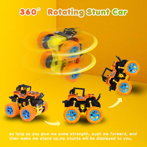Monster Truck for Boys - 4 Pack Push and Go Friction Powered Car Toys, Inertia Pull Back Vehicle Set