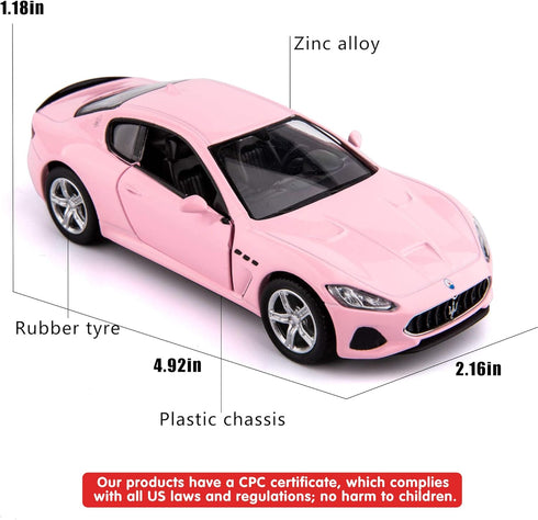 1/36 Scale Maserati GT Casting Car Model - Zinc Alloy Toy Car for Kids, Pull Back Vehicles Gift for Toddlers