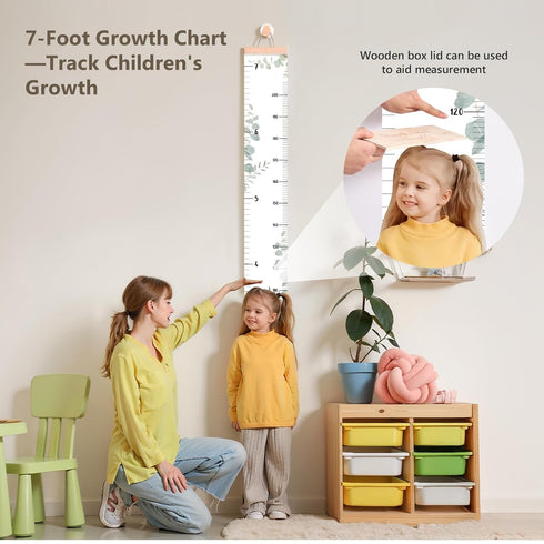 7 let's make Growth Chart for Wall Ft Height Chart with Keepsake Box & Hook Waterproof Canvas Measure Wall Ruler