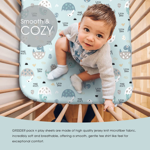 Set 2 Pack, Cozy GRSSDER Stretchy Ultra Soft Jersey Knit Fitted Crib Sheets Deep Pocket and Fits All Standard Crib