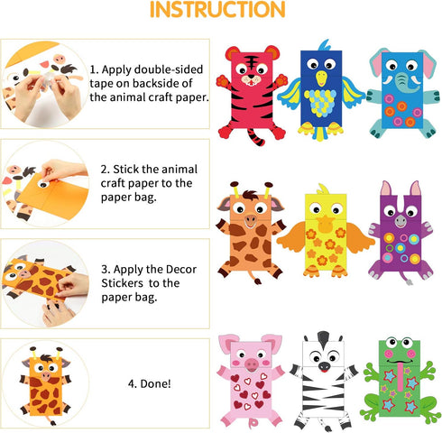 9Pack WATINC Hand Puppet Art Craft - DIY Making Your Own Paper Sock Puppets Kits Wiggle Googly Eyes, Imaginative Early