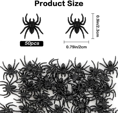 50 PCS Plastic Spiders, Realistic Mini Halloween Decorations, Educational Learning Toys for Party Supplies