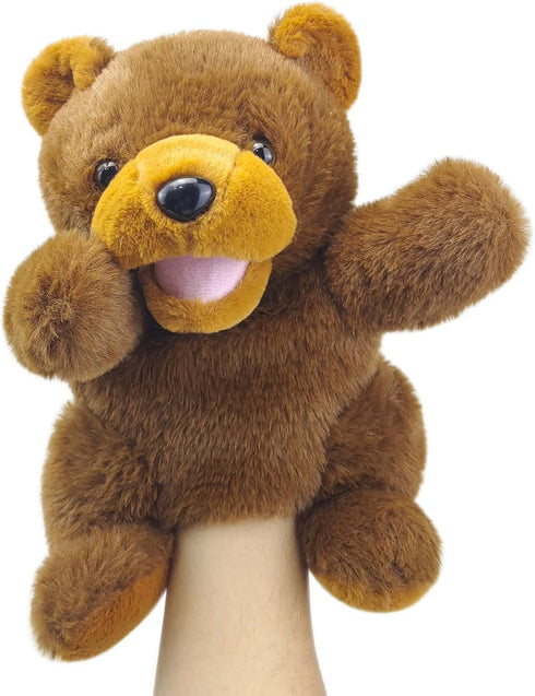 Hand Puppets Bear Puppet, 10" Movable Mouth Animal Puppets for Kids, Sloth Plush Toy Gift for Storytelling