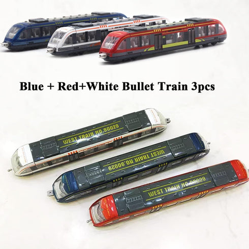 Set Set Pack 3 OTONOPI Toy Train High Speed Locomotive Engine Die Cast Model Car Sliding Linked Subway Bullet Train
