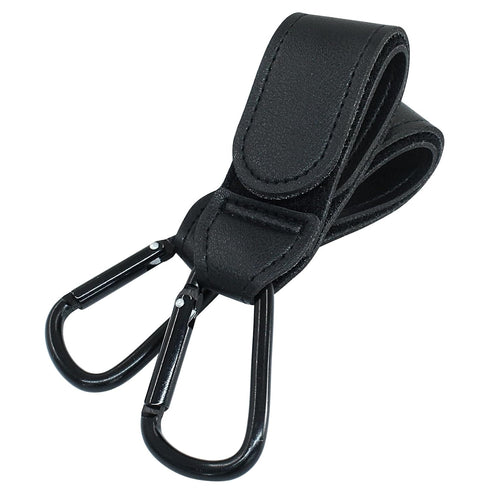 Seimneire 2 Mommy Pcs Black Stroller Hooks Clips, Baby Hook Straps for Diaper Shopping Bags Stroller Accessories