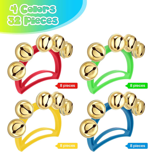 Yeshone 32 Pcs Hand Bells Jingle Bells Bulk, Noise Makers for Kids, Musical Instruments for Parties