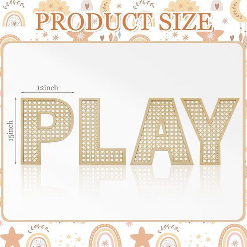 GlikCeil Set 12 15 Playroom Decor Rattan Letters x Boho Wall Signs for Bedroom Large Wooden Rattan Letters for Toddler