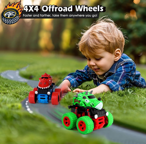 Awsogiff 3 4 5 3-4-5, 4 3-5 Dinosaur Toys for Year Old Boys, Monster Trucks for Boys Ages Wheels Drive Durable Friction