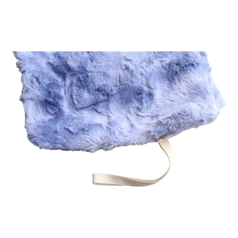 Handmade Plush Mini Blanket Pacifier Holder - True Blue Marble & Satin