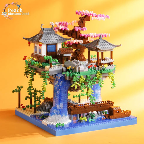 CAXIMSY Sets 3320PCS Set Cherry Blossom Bonsai Tree House Building Block Chinese Architecture of Peach Blossom Micro