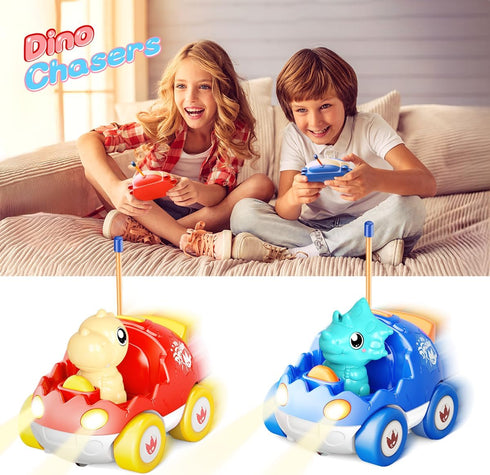 2 Pack 2 3 4 5 2-5, Kidz do Dinosaur Remote Control Cars Toys for Kids Years Old, Easter Present Birthday Gifts