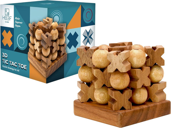 BSIRI 3D Wooden Tic Tac Toe, Rustic Coffee Table Decor, Unique Gifts for Special Occasions, Fun for Family Game Night