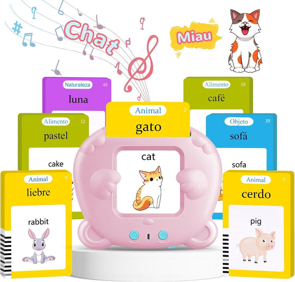 Spanish & English Talking Flash Cards for Toddlers 2-6 Years Old, Montessori Learning Toys with 224 Sight Words