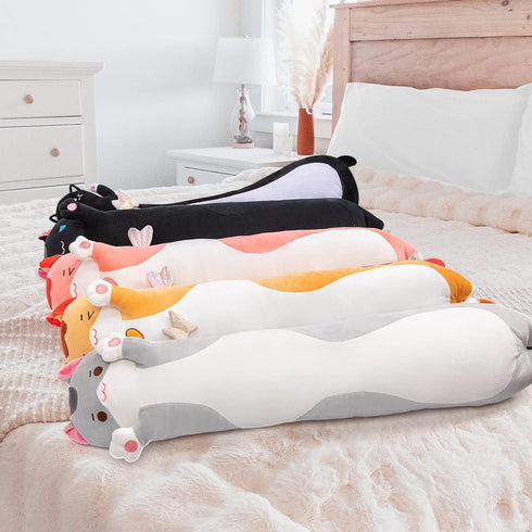 28” Long Cat Plush Body Pillow, Cute Soft Plushies, Kitten Throw Pillow Gift
