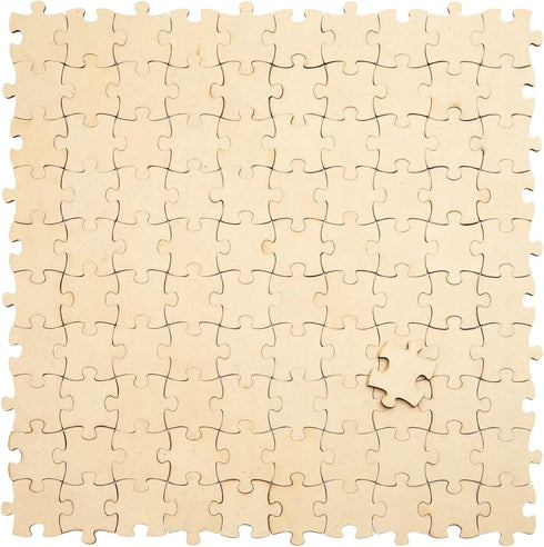 Juvale 100 Blank Wooden Puzzle Pieces for Crafts, DIY Art Projects, Unfinished Freeform Jigsaw Wood Puzzle