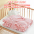 4 Set Pinch Set HOMBYS Pieces Pink Princess Toddler Bedding for Girls Kids, Ultra Soft Blush Pleat Comforter