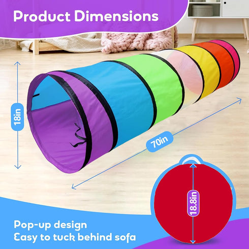 Kids Play Tunnel for Toddlers,Pop Up Crawl Through Tunnel Play Tent for Baby Infant Children or Pet,Indoor & Outdoor Toys for Boy and Girl Backyard Playset…