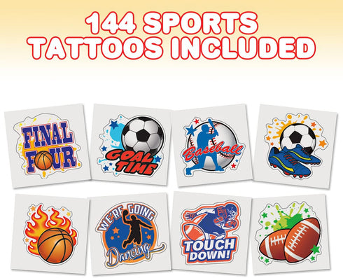 ArtCreativity Sports Individual Pre-Cut Temporary Tattoos for Kids, Pack of 144 Non-Toxic Sport Tattoos (2 Inch)