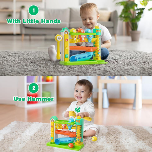 1 1st 1-2 1 Musical Toys for Year Old Boy, First Birthday Boy Gifts, Bilingual Learning Toys with Music Light, Toddlers