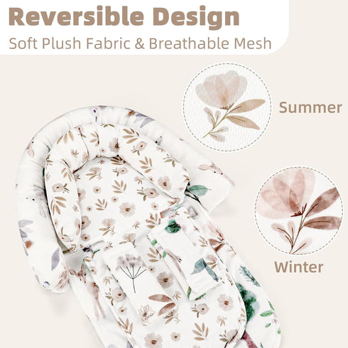 2-in-1 2 Infant Car Seat Insert, Upgraded Newborn Carseat Insert, Breathable & Soft Baby Car Seat Head Support