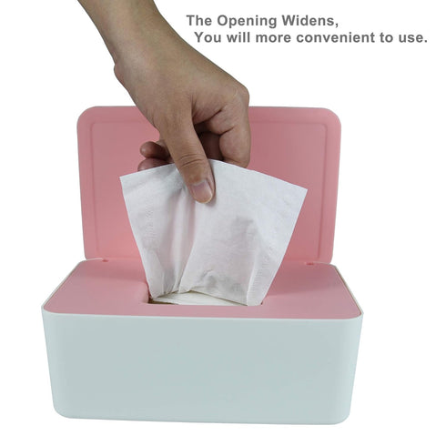 Diaper Wipes Dispenser, Tissue Storage Box Case with Lid for Home, Office, Cars - Pink