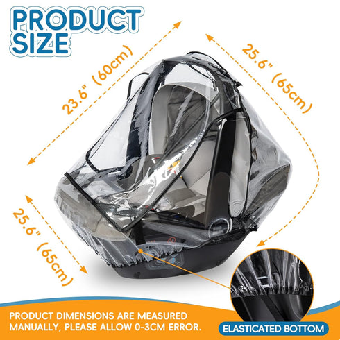 bemece Car Seat Rain Cover, Baby Car Seat Rain Cover Universal with Side Ventilation and Quick-Access Large Window