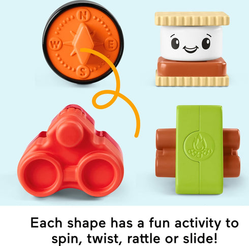 Fisher-Price S’more Shapes Camping Tent Block Sorting Activity, Baby Developmental Toy for Infants Ages 6+ Months