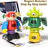 3-5, 35 Playset Magnetic Robot Toy for Kids PCS STEM Educational with Storage Box, DIY Stacking Monster Robots, Toddler